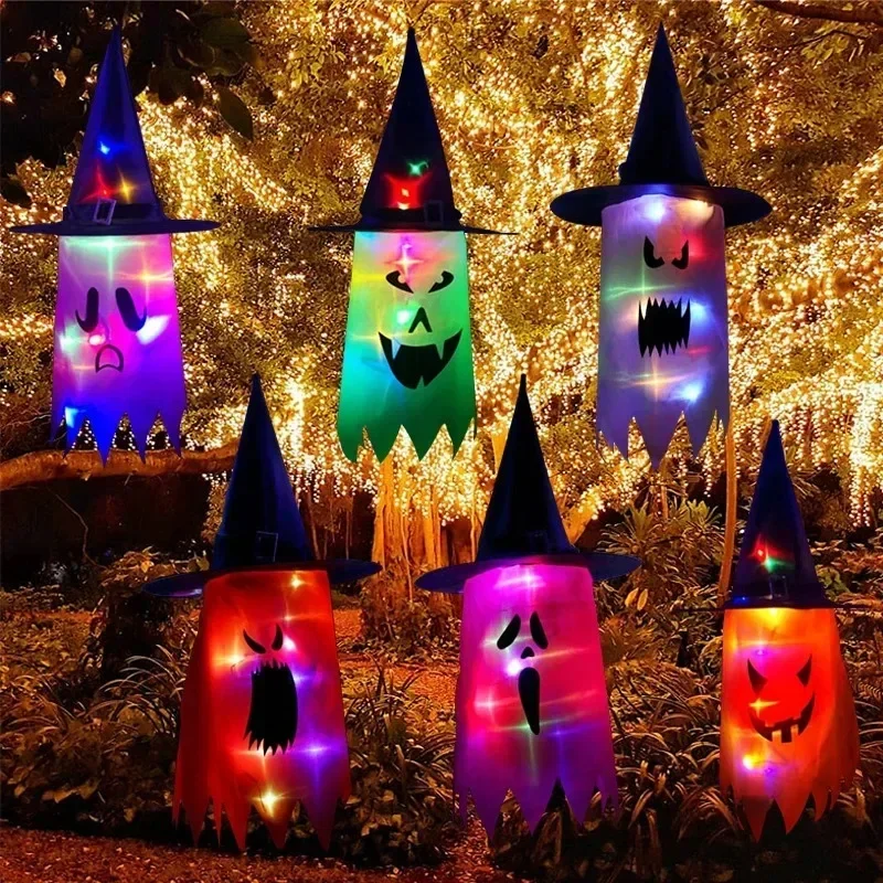 Home Decor Lighting Tree - Halloween Hanging Glowing Ghost Hat Lights