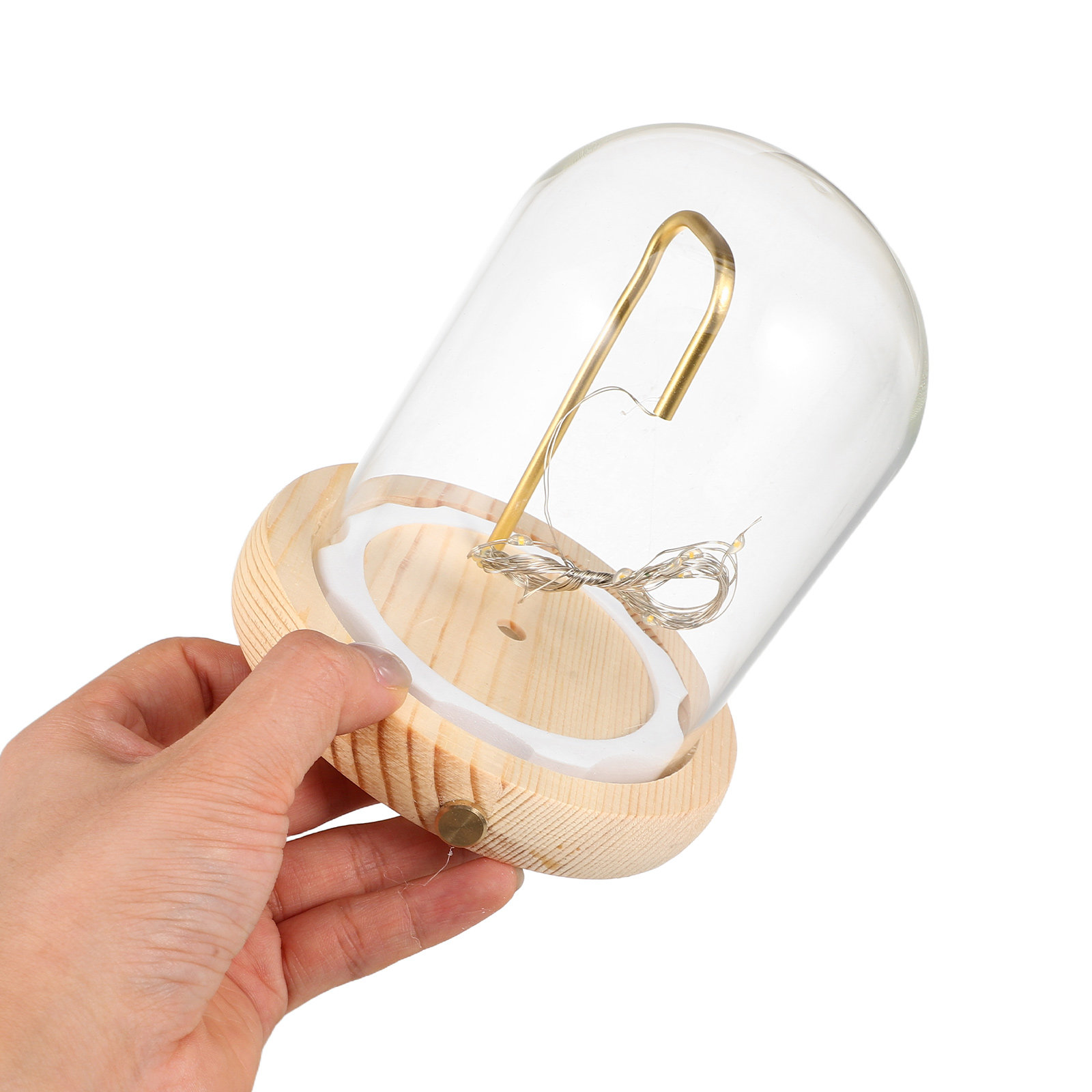 Office Lighting Decor - Glass Cloche Display Dome with Wood
