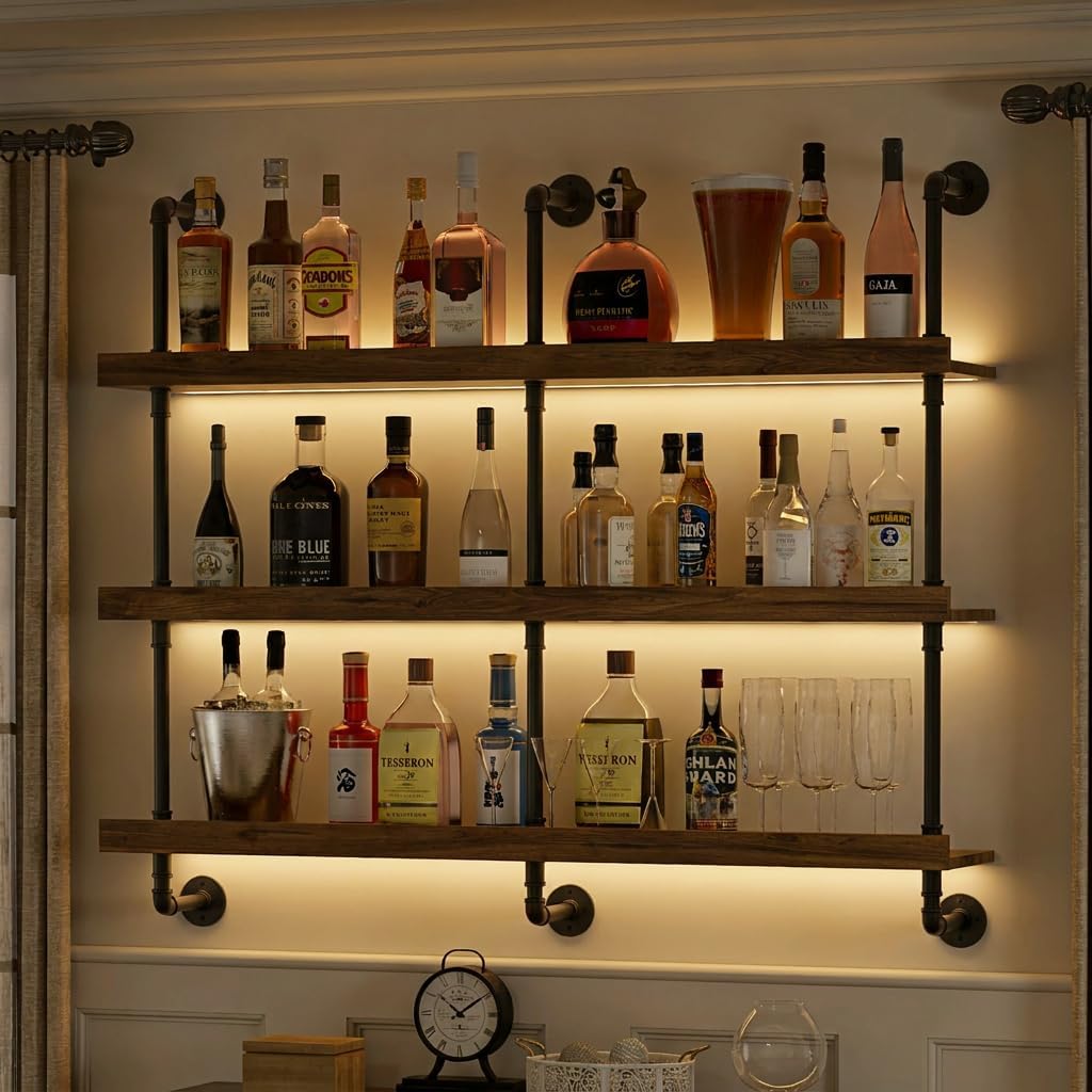 Kitchen Decor Lighting - Wall Mounted Wine Rack With LED
