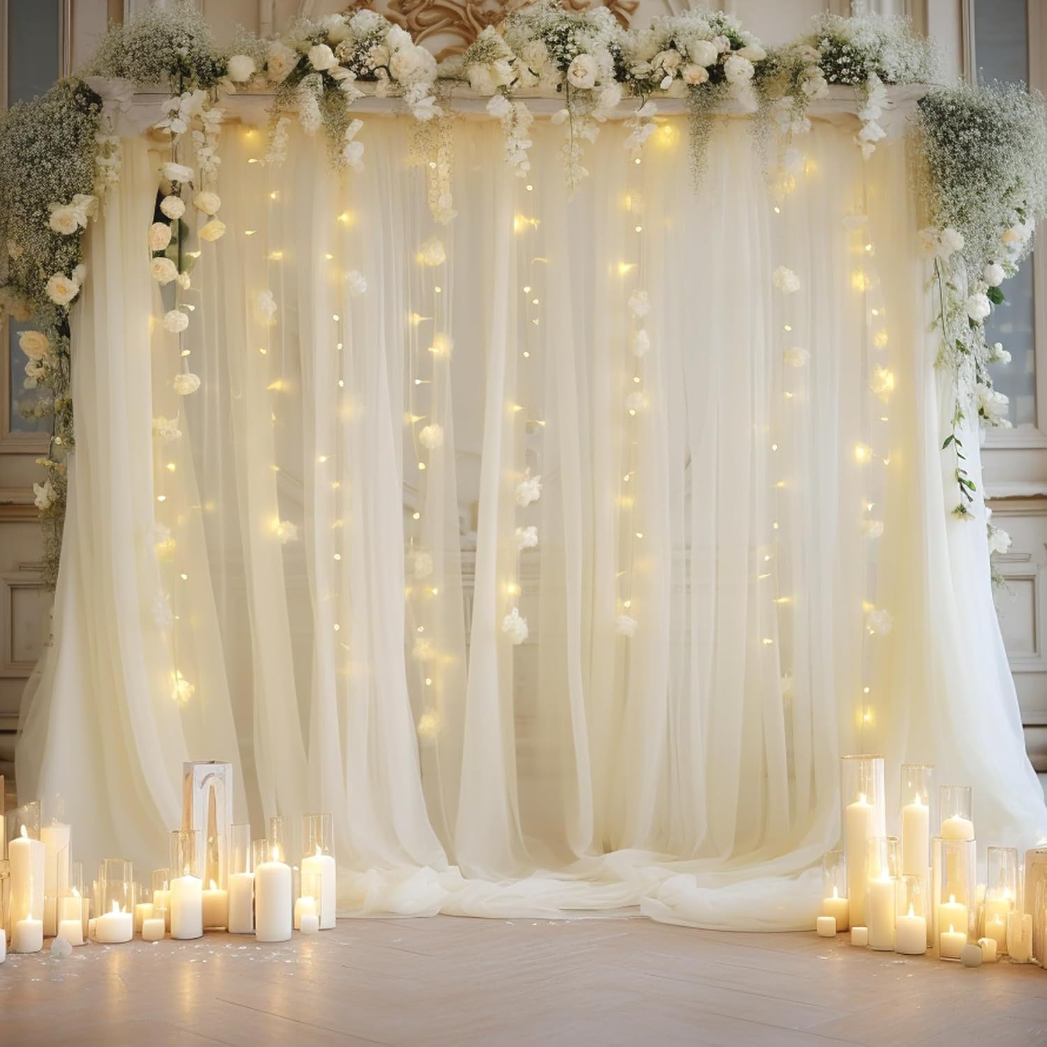 Lighting Decor Photos - 1 Pack Wedding Tulle Backdrop Set,