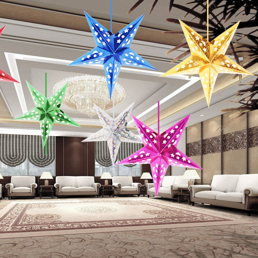 Outdoor Lighting Wedding Decor - 5Pcs 45Cm Shiny Paper Star Lampshade