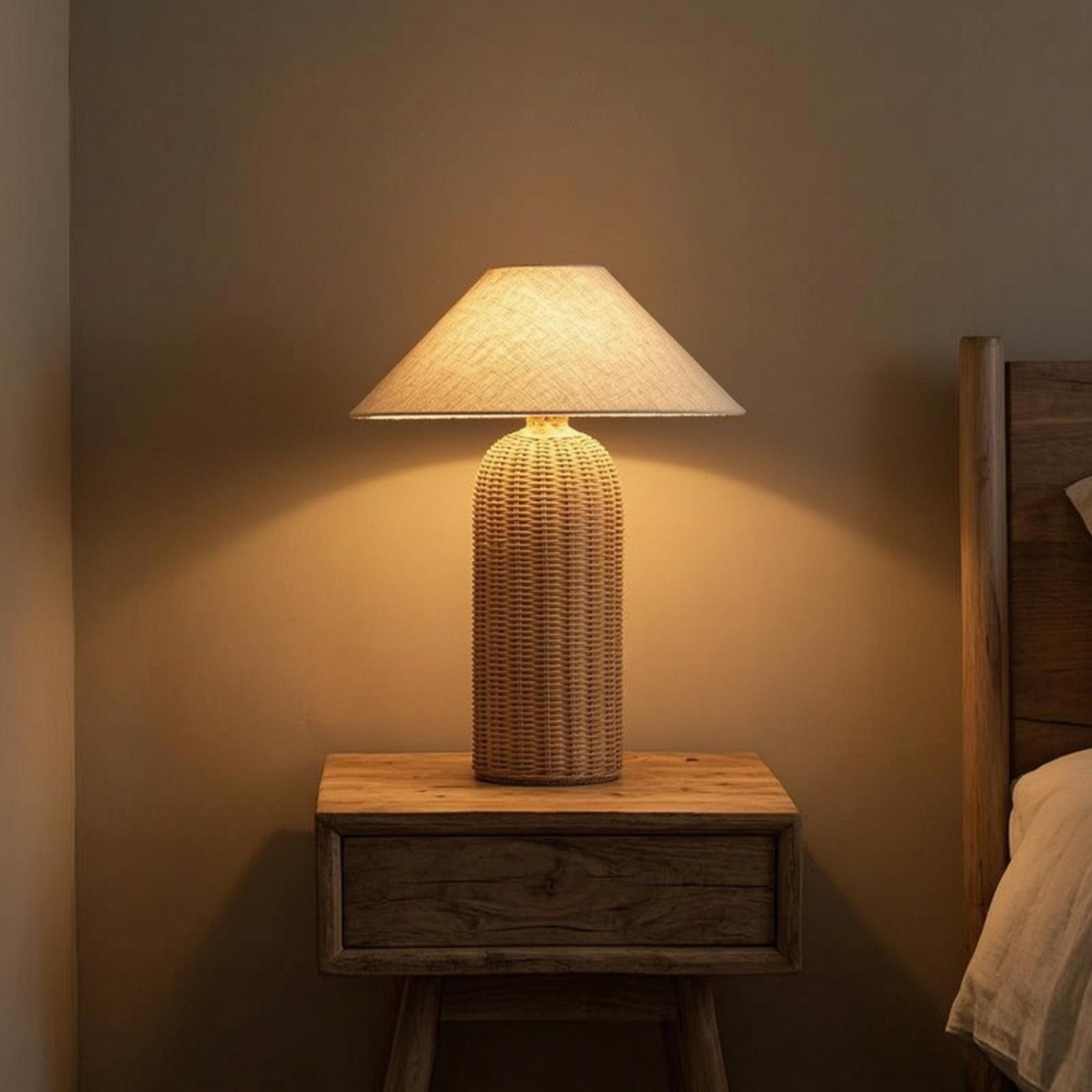 Bedside Lamp Rattan Base Fabri - Decor Lighting Lamps recension och pris