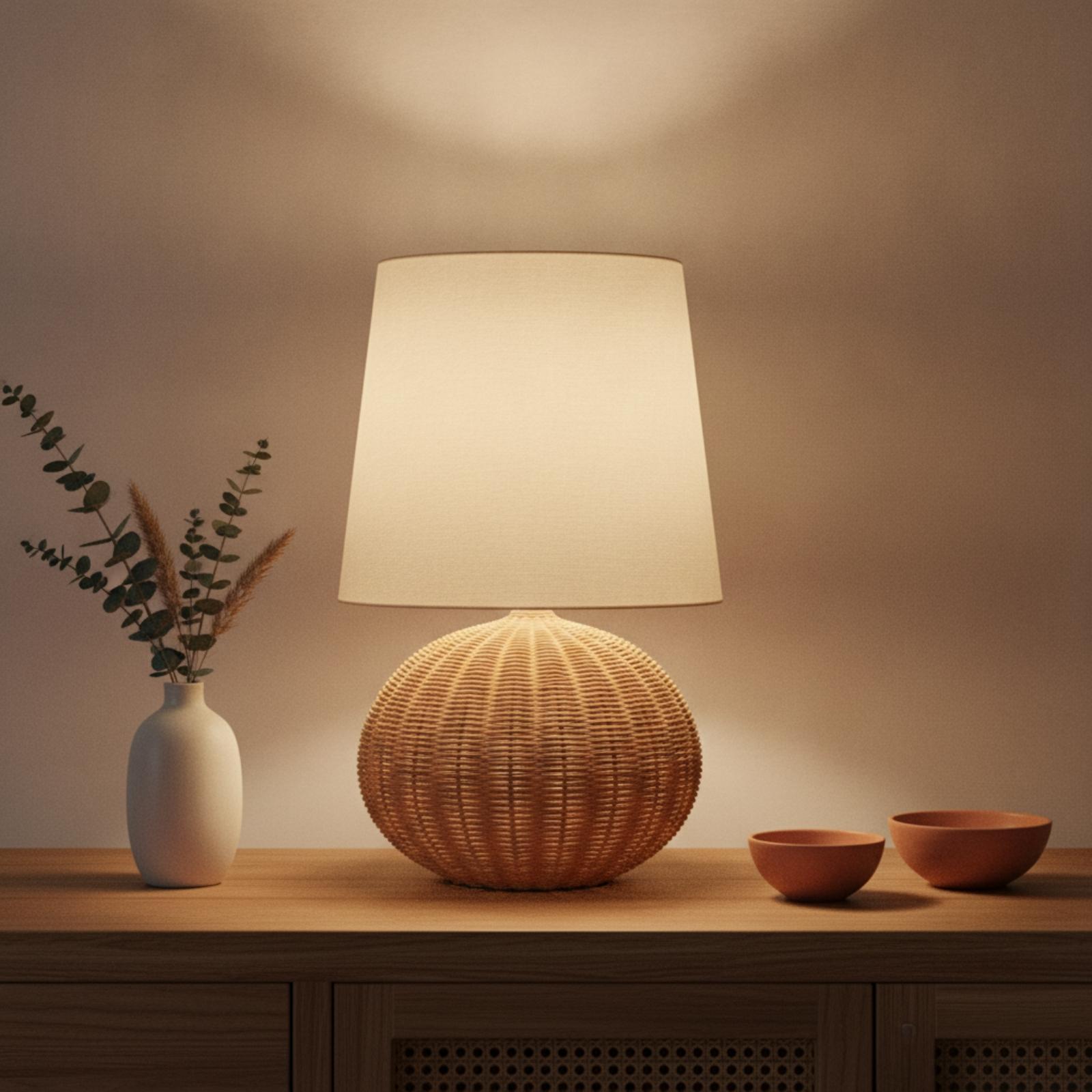 Bedside Lamp Rattan Base Fabri - Decor Lighting Lamps recension och pris