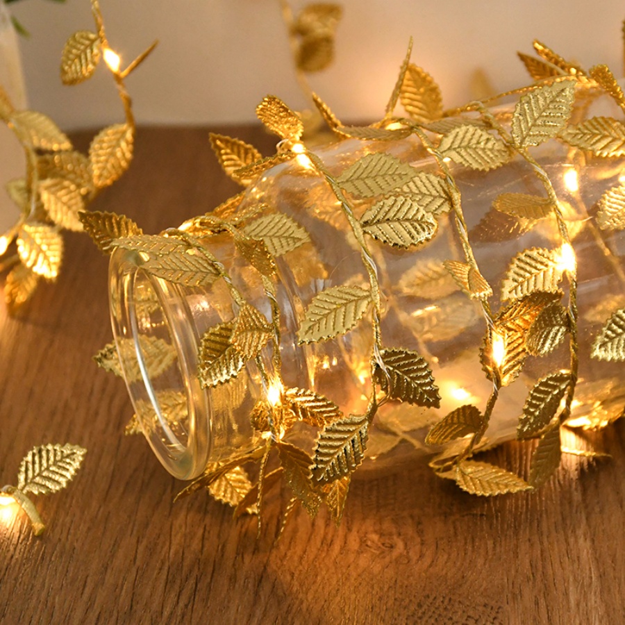 Golden Leaf Rattan Copper Wire - Outdoor Lighting Wedding Decor recension och pris