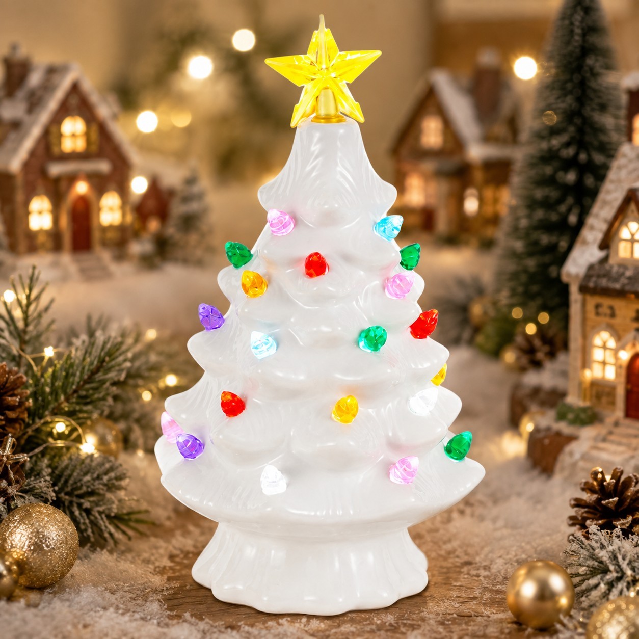 Lighted Ceramic Christmas Tree - Home Decor Lighting Tree recension och pris