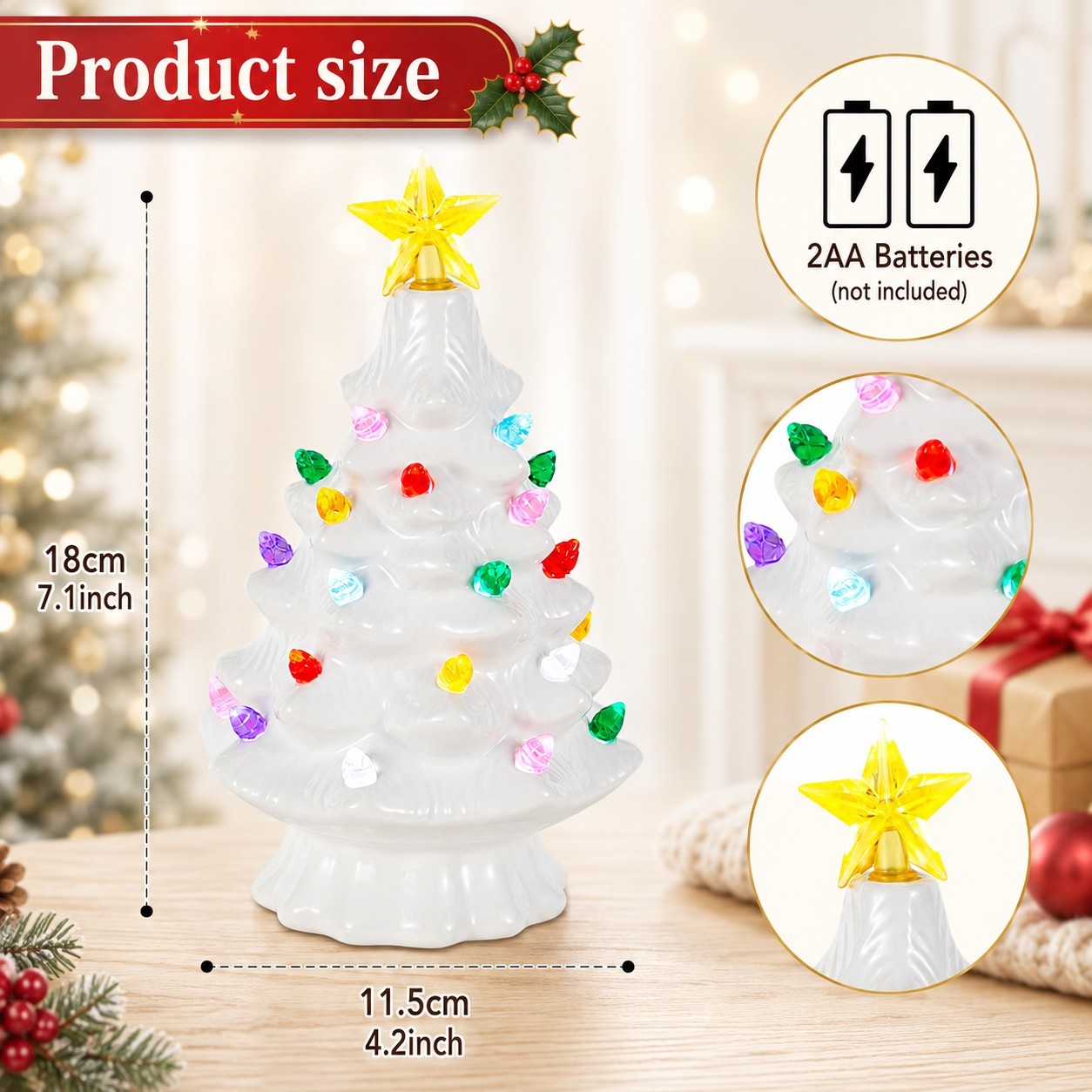 Lighted Ceramic Christmas Tree - Home Decor Lighting Tree recension och pris