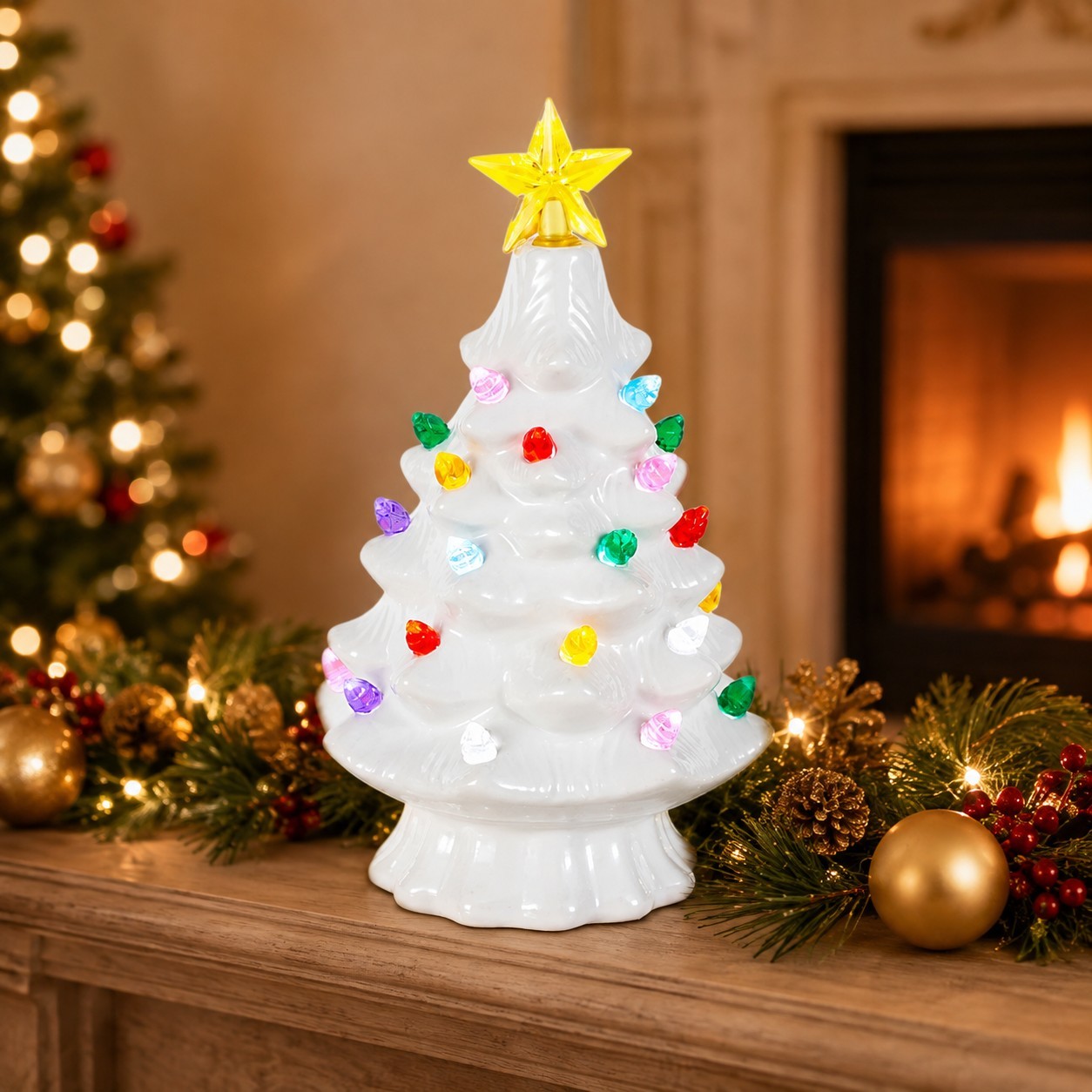 Lighted Ceramic Christmas Tree - Home Decor Lighting Tree recension och pris