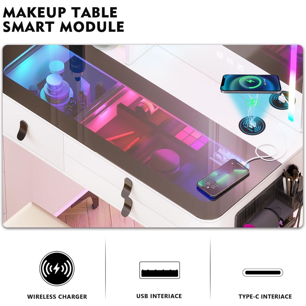 Gurexl RGB Vanity Desk with Wi - Furniture Lighting & Decor Magazine recension och pris