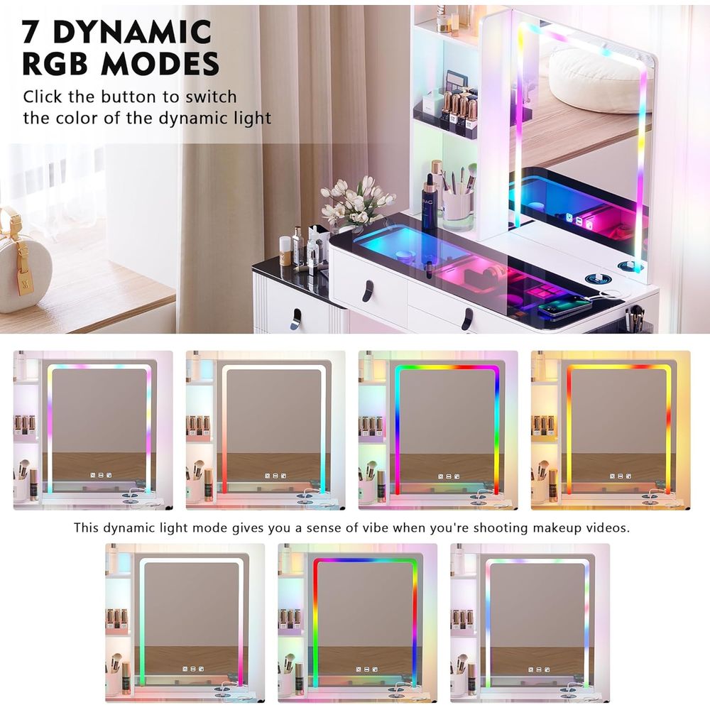 Gurexl RGB Vanity Desk with Wi - Furniture Lighting & Decor Magazine recension och pris