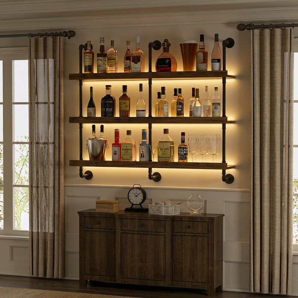 Wall Mounted Wine Rack With LE - Kitchen Decor Lighting recension och pris
