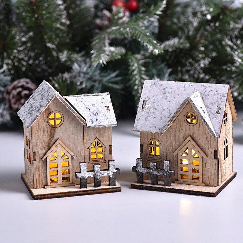 Christmas LED Light Wooden Hou - Home Decor Lighting Tree recension och pris