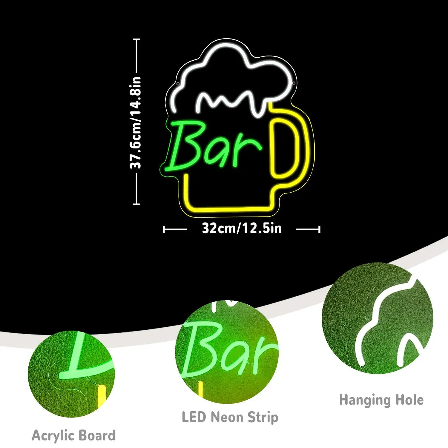 Beer Bar Neon Sign USB Dimmabl - Kitchen Decor Lighting recension och pris