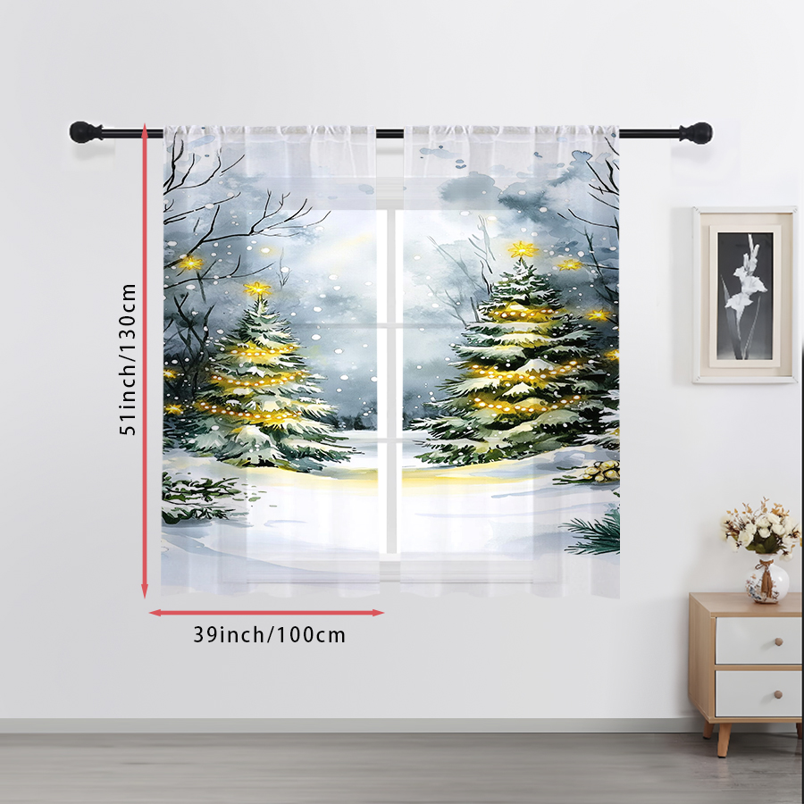 2PCS Sheer Curtains Watercolor - Home Decor Lighting Tree recension och pris