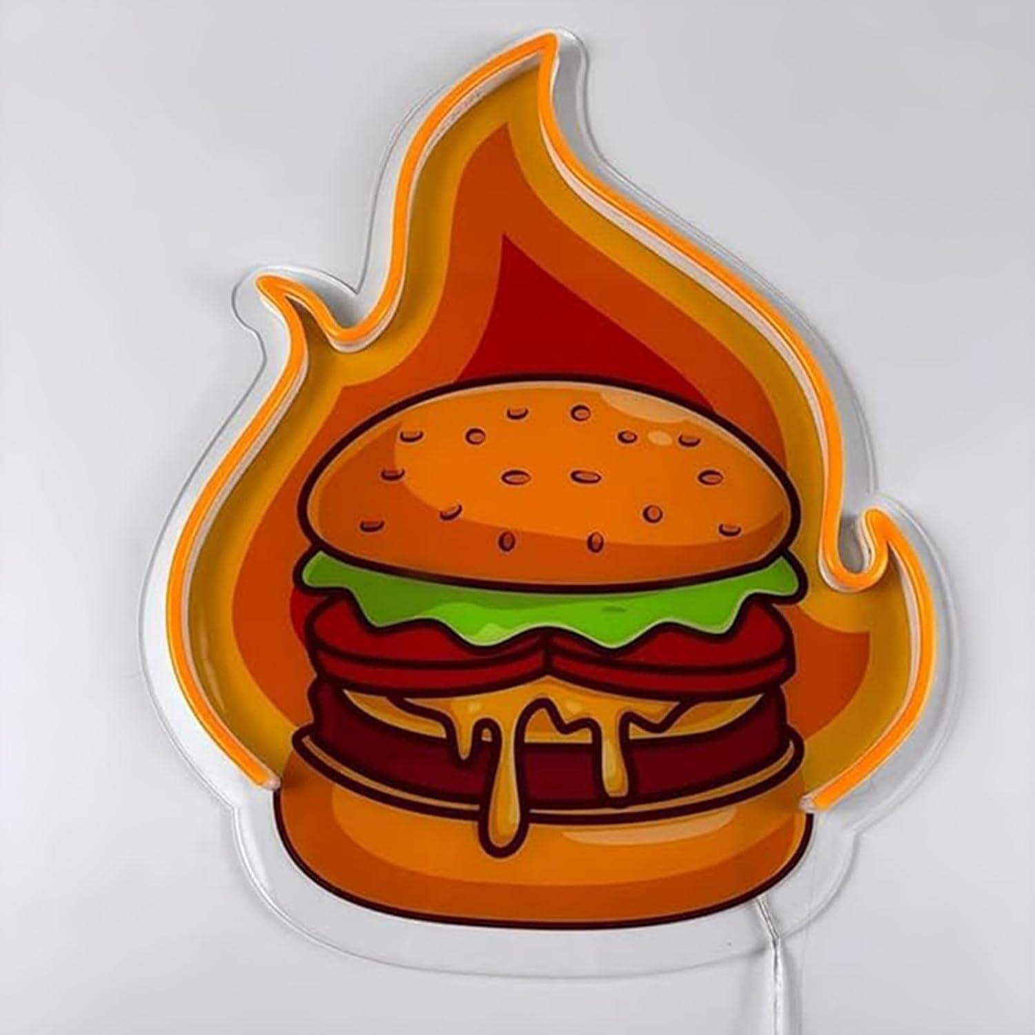 Burger Neon Sign LED Hamburger - Kitchen Decor Lighting recension och pris